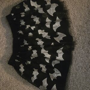 Kids Black and Silver Bat Pattern Skirt
